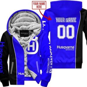 Limited Edition - Custom Name Motocrocss V2 - Husqvarna Blue - Fleece Zip Hoodie