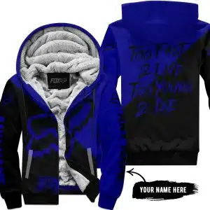 Too Fast To Live Too Young To Die – 3d All Over Printed – Fox Racing Girl – Navy - Fleece Zip Hoodie