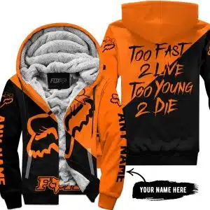 Too Fast To Live Too Young To Die – 3d All Over Printed – Fox Racing Girl – Orange - Fleece Zip Hoodie