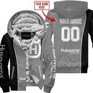 Limited Edition - Custom Name Motocrocss V2 - Husqvarna Grey - Fleece Zip Hoodie