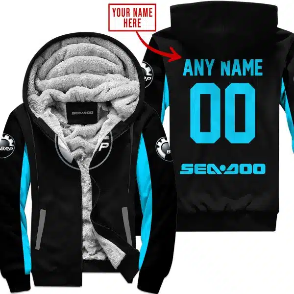 Custom Name Racing - Limited Edition - Sea Doo - Sky Blue - Fleece Zip Hoodie