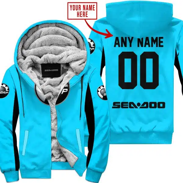 Custom Name Racing - Limited Edition - Sea Doo - Sky Blue V2 - Fleece Zip Hoodie