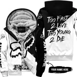 Too Fast To Live Too Young To Die – 3d All Over Printed – Fox Racing Girl – Black - Fleece Zip Hoodie