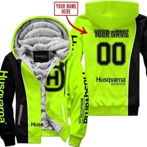 Limited Edition - Custom Name Motocrocss V2 - Husqvarna Neon - Fleece Zip Hoodie