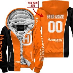 Limited Edition - Custom Name Motocrocss V2 - Husqvarna Orange - Fleece Zip Hoodie