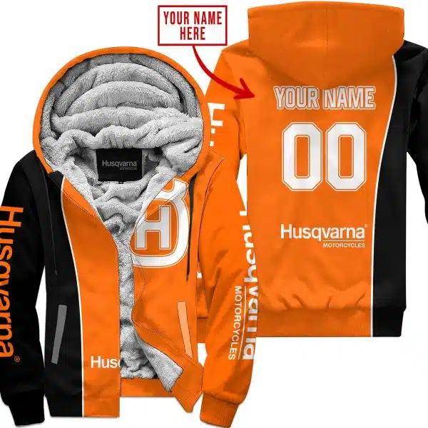 Limited Edition - Custom Name Motocrocss V2 - Husqvarna Orange - Fleece Zip Hoodie