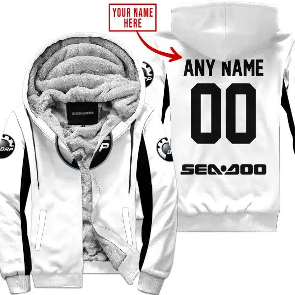 Custom Name Racing - Limited Edition - Sea Doo - White V2 - Fleece Zip Hoodie