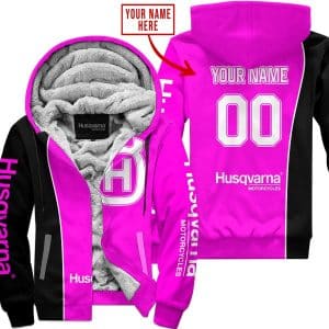 Limited Edition - Custom Name Motocrocss V2 - Husqvarna Pink - Fleece Zip Hoodie