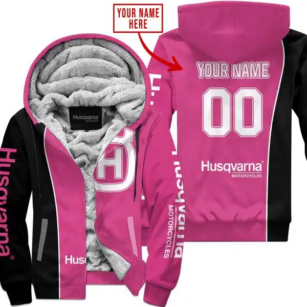 Limited Edition - Custom Name Motocrocss V2 - Husqvarna Pink 1 - Fleece Zip Hoodie