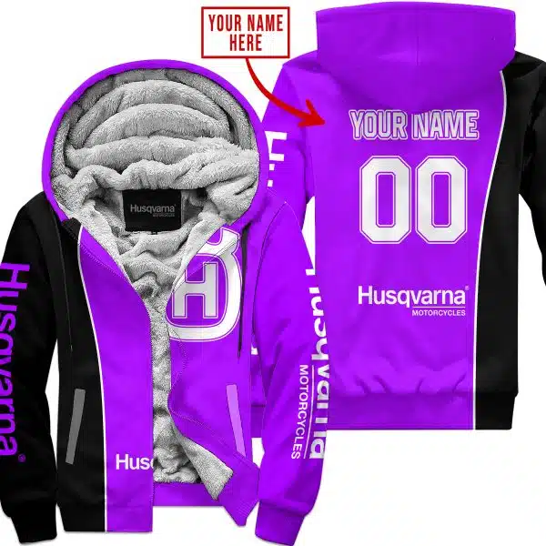 Limited Edition - Custom Name Motocrocss V2 - Husqvarna Purple - Fleece Zip Hoodie