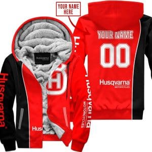 Limited Edition - Custom Name Motocrocss V2 - Husqvarna Red - Fleece Zip Hoodie