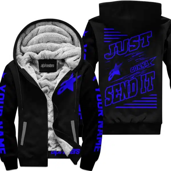 Premium Just Fckn Gonna Send It - Custom Name - Alpinestars - Blue Black - Fleece Zip Hoodie