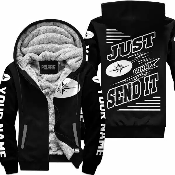 Premium Just Fckn Gonna Send It - Custom Name - Polaris - White Black - Fleece Zip Hoodie