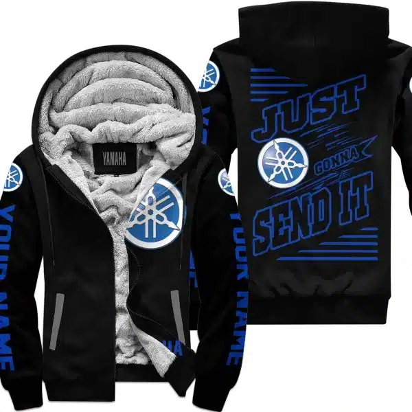 Premium Just Fckn Gonna Send It - Custom Name - Yamaha V1 - Blue Black - Fleece Zip Hoodie