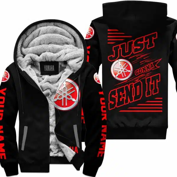 Premium Just Fckn Gonna Send It - Custom Name - Yamaha V2 - Red Black - Fleece Zip Hoodie