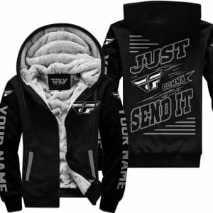 Premium Just Fckn Gonna Send It - Custom Name - Fly Racing - Grey Black - Fleece Zip Hoodie