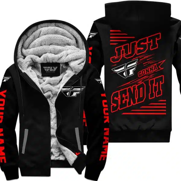 Premium Just Fckn Gonna Send It - Custom Name - Fly Racing - Red Black - Fleece Zip Hoodie