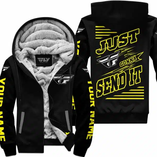 Premium Just Fckn Gonna Send It - Custom Name - Fly Racing - Yellow Black - Fleece Zip Hoodie