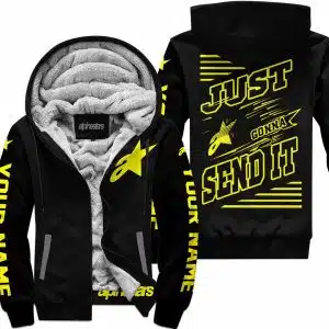 Premium Just Fckn Gonna Send It - Custom Name - Alpinestars - Yellow Black - Fleece Zip Hoodie