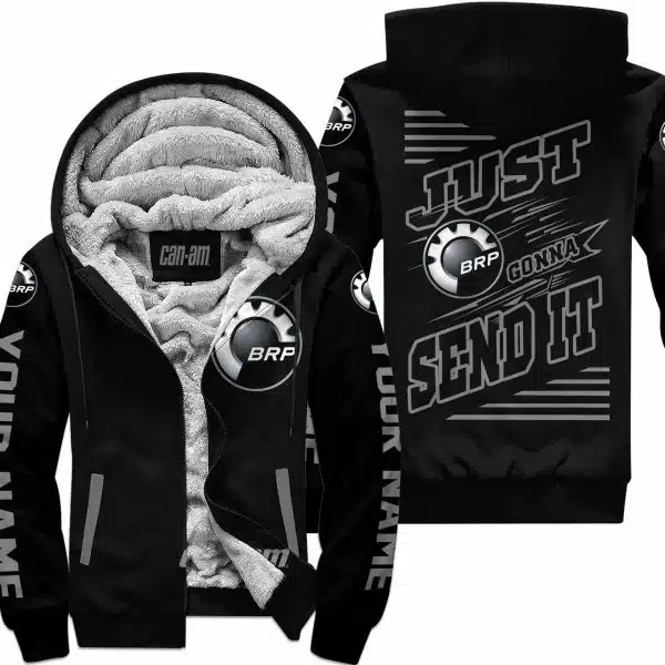 Premium Just Fckn Gonna Send It - Custom Name - Can Am - Grey Black - Fleece Zip Hoodie
