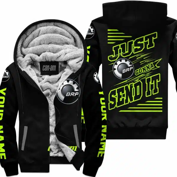 Premium Just Fckn Gonna Send It - Custom Name - Can Am - Neon Black - Fleece Zip Hoodie