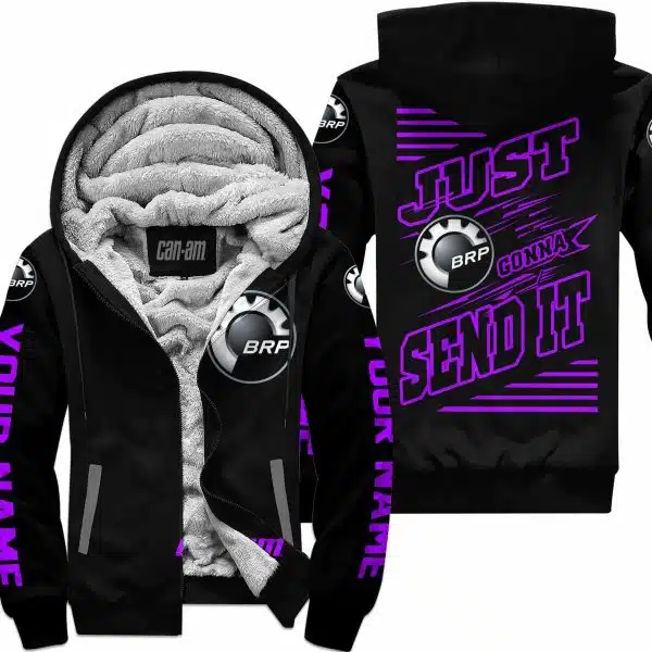 Premium Just Fckn Gonna Send It - Custom Name - Can Am - Purple Black - Fleece Zip Hoodie
