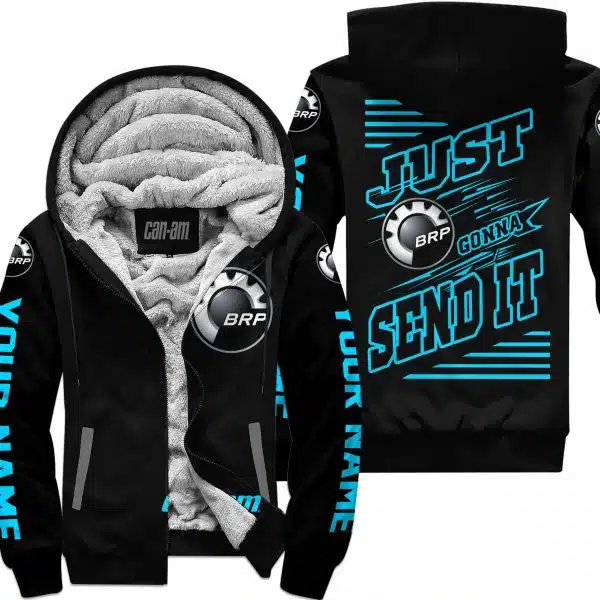 Premium Just Fckn Gonna Send It - Custom Name - Can Am - Sky Blue Black - Fleece Zip Hoodie