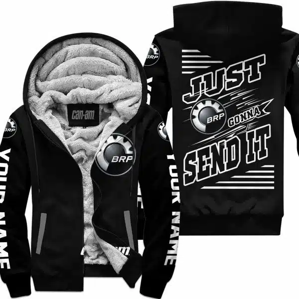 Premium Just Fckn Gonna Send It - Custom Name - Can Am - White Black - Fleece Zip Hoodie