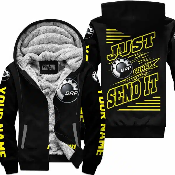 Premium Just Fckn Gonna Send It - Custom Name - Can Am - Yellow Black - Fleece Zip Hoodie