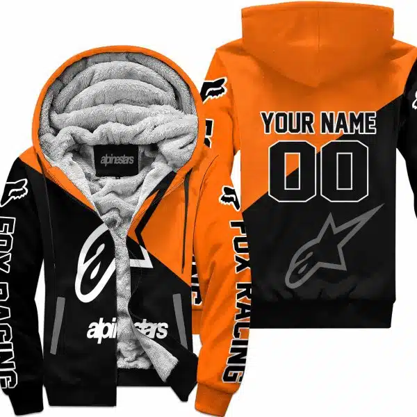 Premium Gift - Custom Name - Alpinestars - Orange - Fleece Zip Hoodie