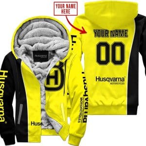 Limited Edition - Custom Name Motocrocss V2 - Husqvarna Yellow - Fleece Zip Hoodie