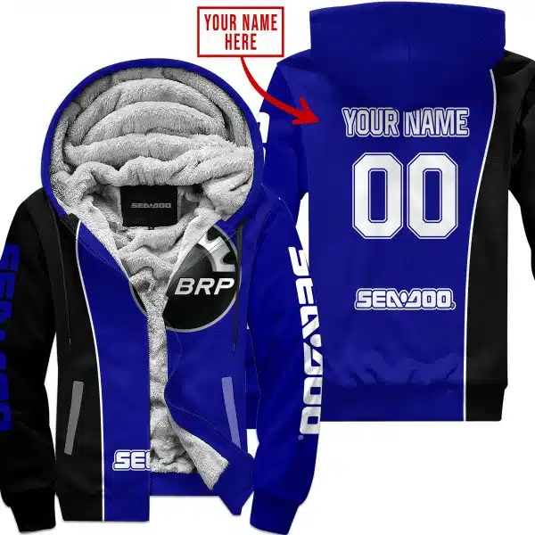 Limited Edition - Custom Name Motocrocss V2 - Sea Doo - Navy - Fleece Zip Hoodie