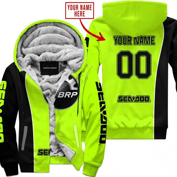 Limited Edition - Custom Name Motocrocss V2 - Sea Doo – Neon - Fleece Zip Hoodie