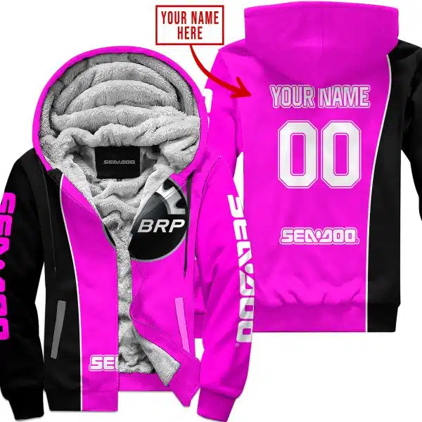 Limited Edition - Custom Name Motocrocss V2 - Sea Doo - Pink - Fleece Zip Hoodie