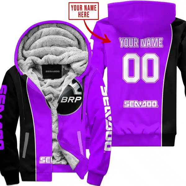 Limited Edition - Custom Name Motocrocss V2 - Sea Doo - Purple - Fleece Zip Hoodie