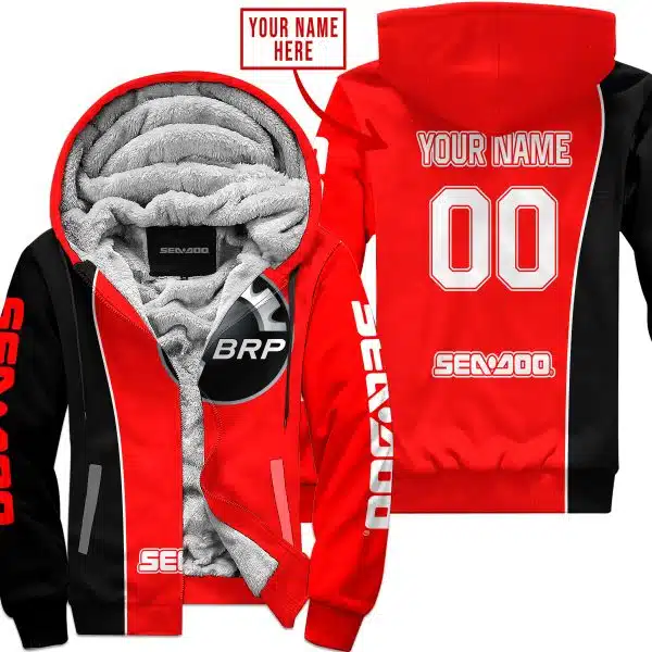 Limited Edition - Custom Name Motocrocss V2 - Sea Doo - Red - Fleece Zip Hoodie