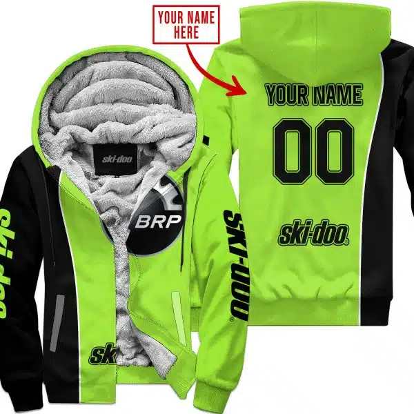 Limited Edition - Custom Name Motocrocss V2 - Ski Doo - Green 1 - Fleece Zip Hoodie