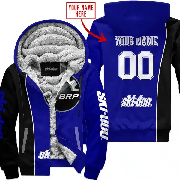 Limited Edition - Custom Name Motocrocss V2 - Ski Doo - Navy - Fleece Zip Hoodie