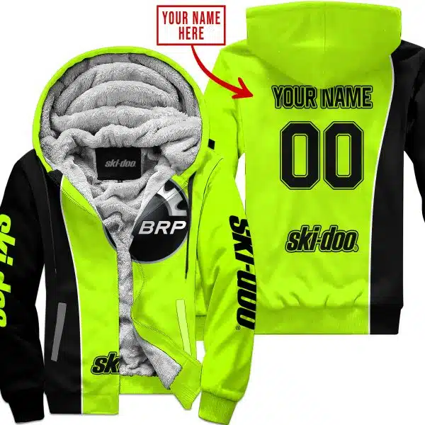 Limited Edition - Custom Name Motocrocss V2 - Ski Doo - Neon - Fleece Zip Hoodie