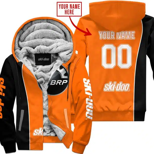 Limited Edition - Custom Name Motocrocss V2 - Ski Doo - Orange - Fleece Zip Hoodie