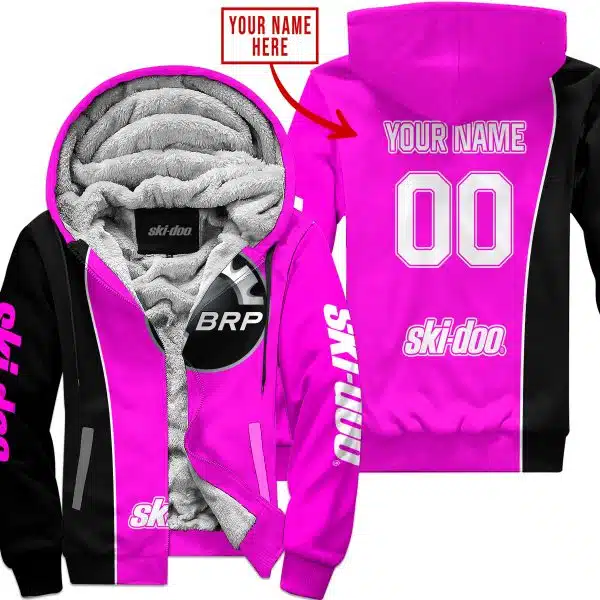 Limited Edition - Custom Name Motocrocss V2 - Ski Doo - Pink - Fleece Zip Hoodie