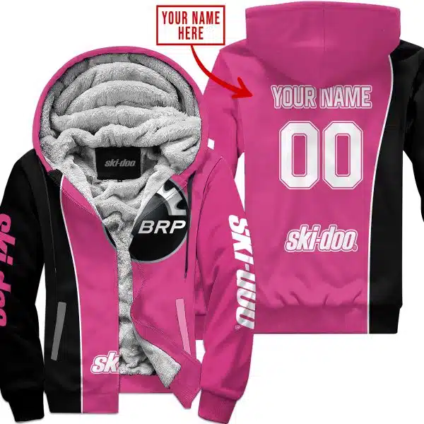 Limited Edition - Custom Name Motocrocss V2 - Ski Doo - Pink 1 - Fleece Zip Hoodie