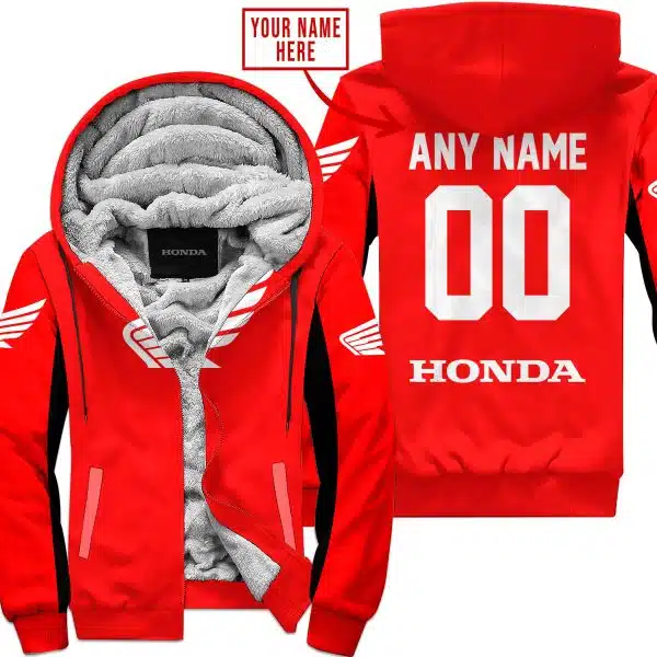 Custom Name Racing - Limited Edition - Honda - Red V2 - Fleece Zip Hoodie