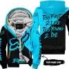 Too Fast To Live Too Young To Die - 3d All Over Printed - Fox Racing - Sky Blue - Fleece Zip Hoodie