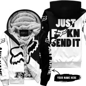 Just Fkcn Send It - 3d All Over Printed - Fox Racing - Black - Fleece Zip Hoodie