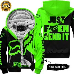 Just Fkcn Send It - 3d All Over Printed - Fox Racing - Green - Fleece Zip Hoodie