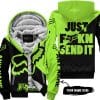 Just Fkcn Send It - 3d All Over Printed - Fox Racing - Green 1 - Fleece Zip Hoodie