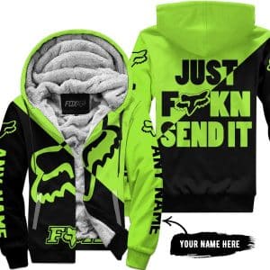 Just Fkcn Send It - 3d All Over Printed - Fox Racing - Green 1 - Fleece Zip Hoodie