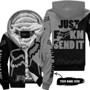 Just Fkcn Send It - 3d All Over Printed - Fox Racing - Grey - Fleece Zip Hoodie