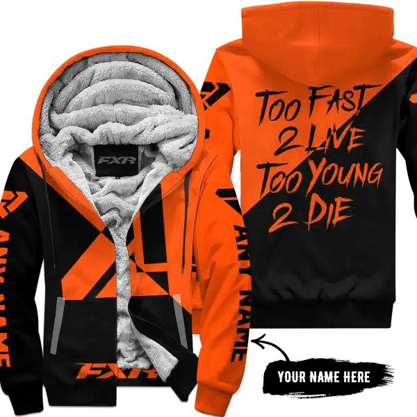 Too Fast To Live Too Young To Die - 3d All Over Printed - Fxr - Orange - Fleece Zip Hoodie